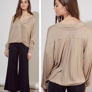 New! Sale 🔥 Surplice Front Long Sleeve Vneck Top Blouse